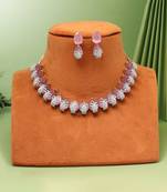 Pink color american diamond necklaces set