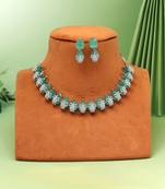 Pista green color american diamond necklaces set