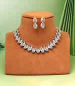 Silver color american diamond necklaces set