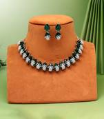 Green color american diamond necklaces set