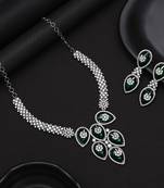 Green color american diamond necklaces set