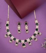 Green color american diamond necklaces set