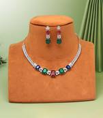Multi color american diamond necklaces set