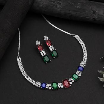 Multi color american diamond necklaces set 2