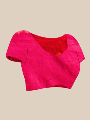 Deep Pink striped weaving khadi cotton saree 5