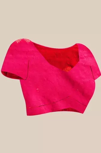 Deep Pink striped weaving khadi cotton saree
