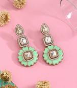 Parrot green color meena work american diamond earrings