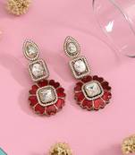 Maroon color meena work american diamond earrings