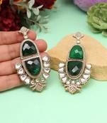 Green color american diamond earrings