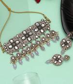Light purple color choker american diamond necklaces set