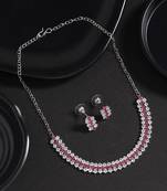 Maroon color stone necklace set
