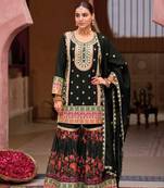 Black chinon embroidered salwar suit (free size)