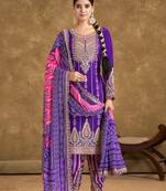 Purple chinon sequence embroidered salwar suit (free size)
