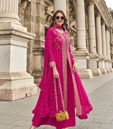 Pink Chinon Sequence Embroidered Readymade Salwar Suit