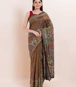 Blended silk hand kantha work saree