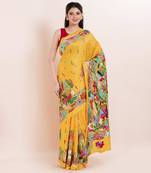Blended silk hand kantha work saree