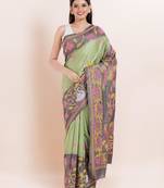 Blended silk hand kantha work saree