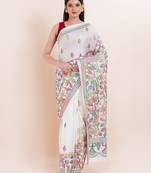 Blended silk hand kantha work saree