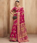 poly viscose georgette paisley banarasi saree(brick red)