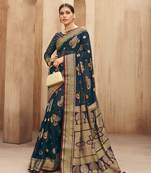 poly viscose georgette paisley banarasi saree (dark blue)