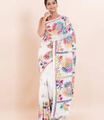 Blended silk hand kantha work saree
