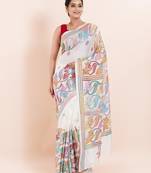 Blended silk hand kantha work saree