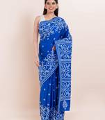 Blended silk hand kantha work saree