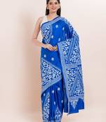 Blended silk hand kantha work saree