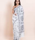 Blended silk hand kantha work saree