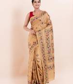 Blended silk hand kantha work saree