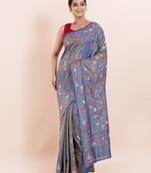 Blended silk hand kantha work saree