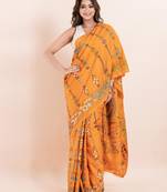 Blended silk hand kantha work saree