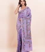 Blended silk hand kantha work saree