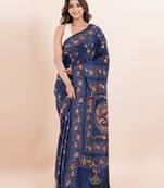 Blended silk hand kantha work saree
