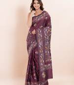 Blended silk hand kantha work saree