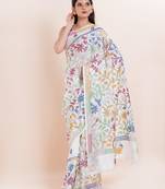 Blended silk hand kantha work saree