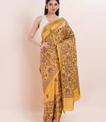 Blended silk hand kantha work saree