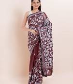 Blended silk hand kantha work saree