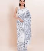 Blended silk hand kantha work saree