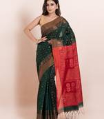 Blended cotton floral work  handloom saree with blouse fabric