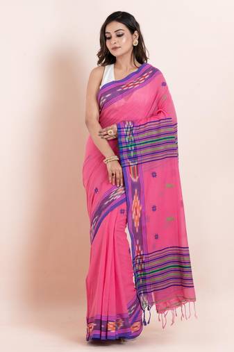 Pure cotton handloom saree with blouse fabric
