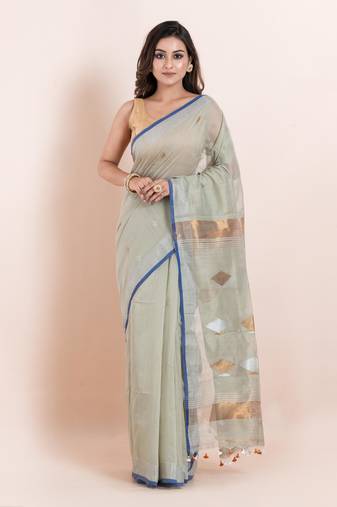 Pure cotton handloom saree with blouse fabric