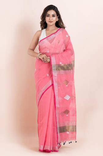 Pure cotton handloom saree with blouse fabric