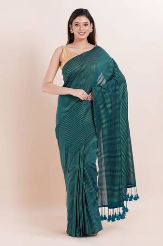 Blended cotton handloom saree with blouse fabric