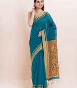 Blended cotton handloom saree with blouse fabric