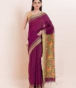 Blended cotton handloom saree with blouse fabric