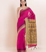 Blended cotton handloom saree with blouse fabric