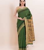 Blended cotton handloom saree with blouse fabric