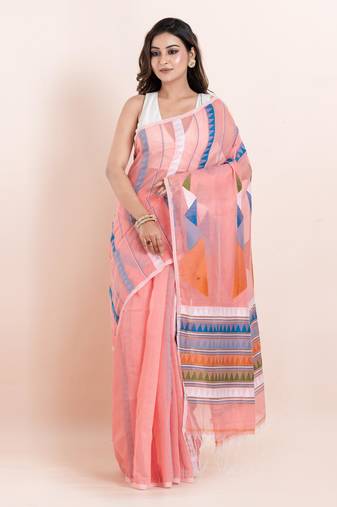 Blended cotton handloom saree with blouse fabric