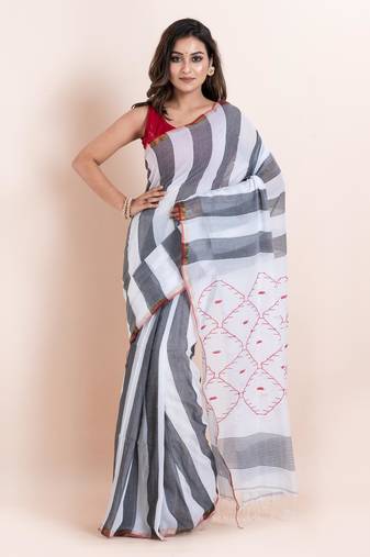 Pure cotton sequense work handloom saree with blouse fabric